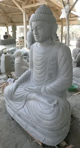 Product image 8 of the product “Seated Buddha made of Riverstone in Bhumisparsha - gesture of touching the earth. 117 cm height. ”